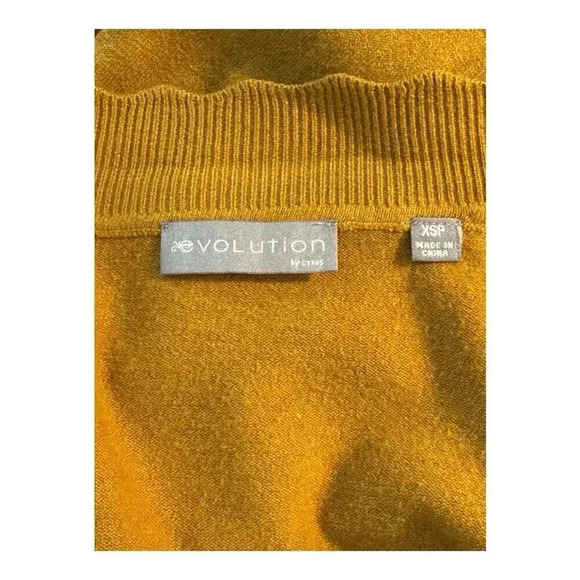 NEW Evolution by Cyrus Women's XS Petite Scallop Edge Open Brown Cardigan‎ NWT - Picture 4 of 8